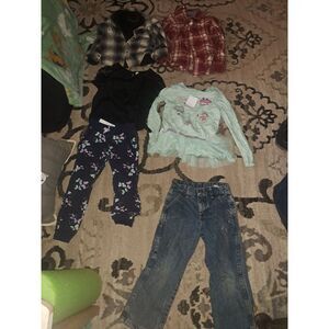Fun Kids Mix 5-8 Adjustable legendary Gold Jeans, OshKosh Flannel, Micros jacket